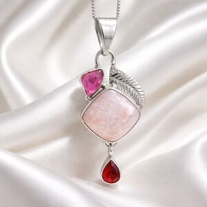 NEW! Pink Scolecite, Tourmaline & Garnet Necklace